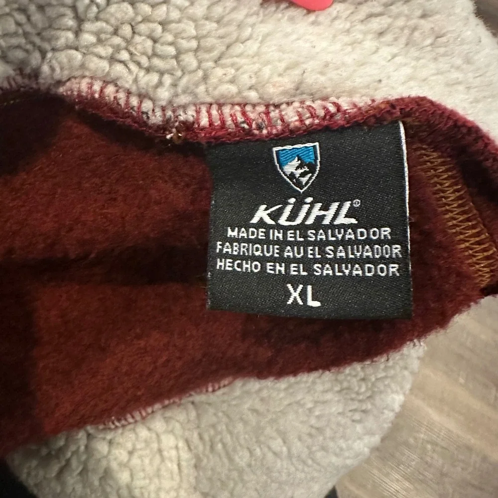 Kuhl Europa 1/4 Zip Fleece Pullover Rust Burgundy Mens XL 3017 Sherpa Collar